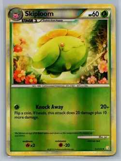 2010 Pokemon - HeartGold & SoulSilver Reverse Holo Skiploom #51/123 - EX - Image 1