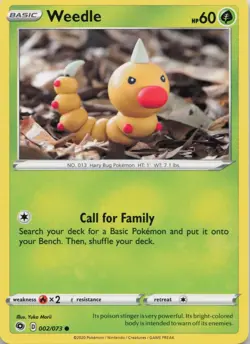Weedle 002/073 Champion's Path Pokemon Yuka Morii NM - Image 1