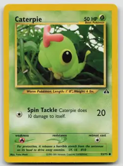 Caterpie 53/75 Neo Discovery Pokemon Unlimited Yuka Morii LP - Image 1