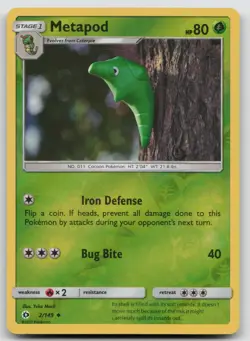 Metapod 2/149 Reverse Holo SM Base Set Pokemon LP - Image 1