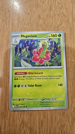 Meganium 10/132 Non-Holo Prerelease exclusive Pokemon card - Image 2