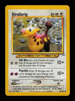 Girafarig 66/105 Yuka Morii Unlimited Common Neo Destiny Pokemon Cards - Image 1