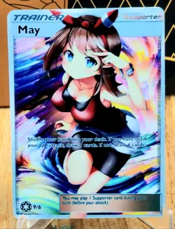 Pokemon May Anima Waifu Sexy Doujin ACG DIY Trainer Full Art Card Holo - Image 1