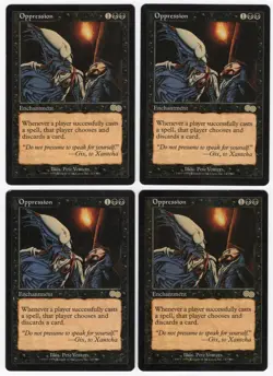 Oppression x4 4x 1998 Urza's Saga PLAYSET Black Rare Enchantment MTG NM AZ1 - Image 1