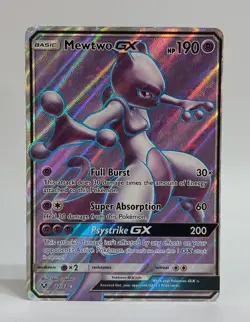 2017 Pokemon Mewtwo GX 72/73 Shining Legends Ultra Rare Full Art Holo NM - Image 1