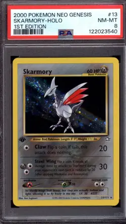 2000 POKEMON NEO GENESIS #13 SKARMORY HOLO PSA 8 1ST EDITION - Image 1