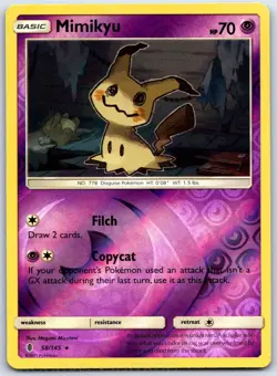 Mimikyu 58/145 Holo Rare Guardians Rising Pokemon Reverse Holo NM - Image 1