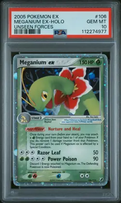 2005 Pokemon EX Unseen Forces #106 Meganium EX-Holo PSA 10 - Image 1