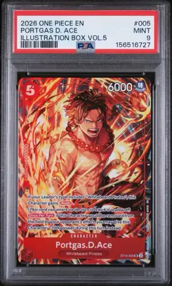 2026 ONE PIECE PROMOS ILLUSTRATION BOX VOL.5 #005 PORTGAS D. ACE PSA 9 - Image 1