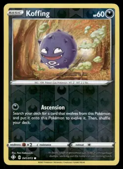 Koffing 041/072 Common Shining Fates Pokemon Reverse Holo Near Mint - Image 1