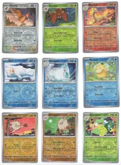 POKEMON TCG 151 REVERSE HOLO 9 CARD LOT - RAPIDASH PSYDUCK PARASECT SEEL FEAROW - Image 1