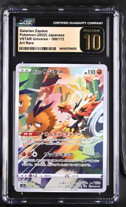 BLACK LABEL CGC 10 PRISTINE Galarian Zapdos 188/172 VSTAR Universe Holo Pokemon - Image 1