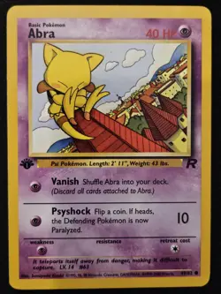 1st Edition Abra 49/82 Team Rocket Non Holo WoTC Pokemon TradingCardGame 2000 LP - Image 1
