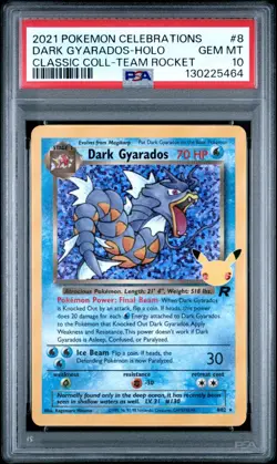 PSA 10 GEM MINT Dark Gyarados 8/82 Celebrations Classic Collection Holo Pokemon - Image 1