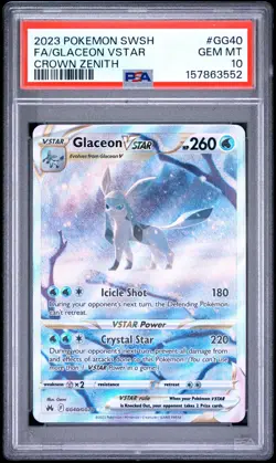 Pokemon TCG Glaceon VSTAR Crown Zenith Galarian Gallery GG40 PSA 10 - Image 1