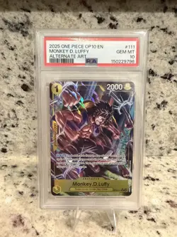 One Piece 2025 OP10 Monkey D. Luffy Alternate Art #111 Gem Mint PSA 10 - Image 1