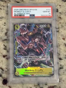 One Piece 2025 OP10 Monkey D. Luffy Alternate Art #111 Gem Mint PSA 10 - Image 3