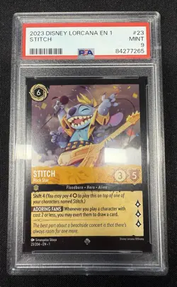 2023 Disney Lorcana EN 1 #23 Stitch Rockstar PSA 9 - Image 1