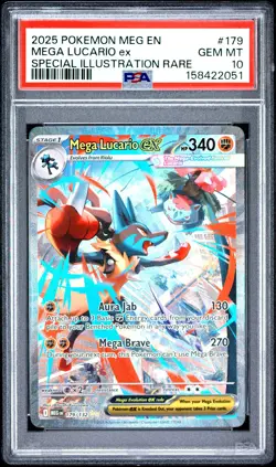 2025 POKEMON MEG EN-MEGA EVOLUTION #179 MEGA LUCARIO EX PSA 10 - Image 1