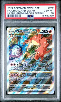 2022 POKEMON SWSH BLACK STAR PROMO #262 FULL ART/CHARIZARD VSTAR PSA 10 - Image 1