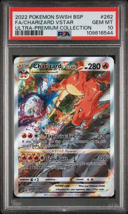 2022 POKEMON SWSH BLACK STAR PROMO #262 FULL ART/CHARIZARD VSTAR PSA 10 - Image 1