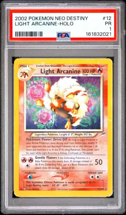 2002 POKEMON NEO DESTINY #12 LIGHT ARCANINE-HOLO PSA 1 - Image 1