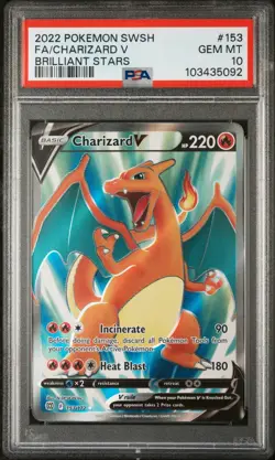2022 POKEMON SWORD & SHIELD BRILLIANT STARS #153 FULL ART/CHARIZARD V PSA 10 - Image 1