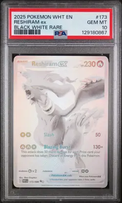 PSA 10 Reshiram EX 173/086 WHT EN - White Flare Black White Rare Secret POKEMON - Image 1