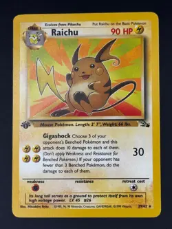 Pokemon TCG: Raichu - Fossil 1st Edition Non-Holo 29/62 [NM] - Image 1