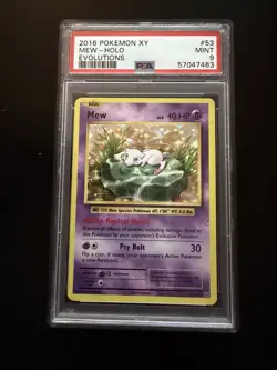 Pokemon Mew 53/108 Holo Rare XY Evolutions PSA 9 Mint - Image 1