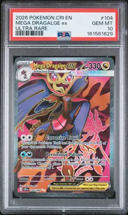 2026 POKEMON CRI EN-CHAOS RISING ULTRA RARE #104 MEGA DRAGALGE EX PSA 10 - Image 1
