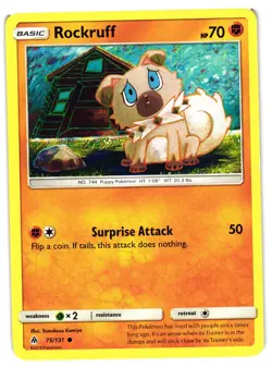 Pokemon TCG Rockruff 75/131 Pokemon Sun & Moon Forbidden Light MP - Image 1