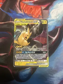 Pokemon Pikachu & Zekrom GX TCG Sun & Moon Holo Ultra Rare Card 33/181 - Image 1