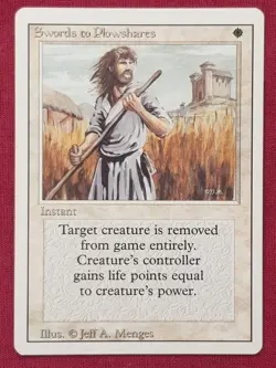 Magic The Gathering REVISED EDITION SWORDS TO PLOWSHARES white card MTG - Image 1