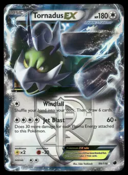 Pokemon Cards Tornadus EX 98/116 Plasma Freeze Holo EX Rare LP - Image 1
