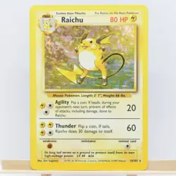 Raichu 14/102 Pokemon Card TCG Base Set Unlimited Rare Holo MP - Image 3
