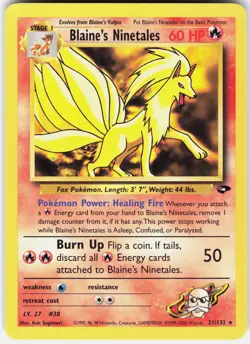 Pokemon Blaine's Ninetales 21/132 Rare Gym Challenge Pokemon Unlimited Near Mint - Image 1