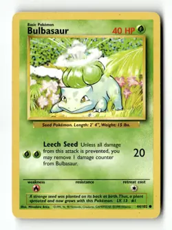 Bulbasaur 44/102 Common Base Set Unlimited Pokemon Lightly Played - Image 1