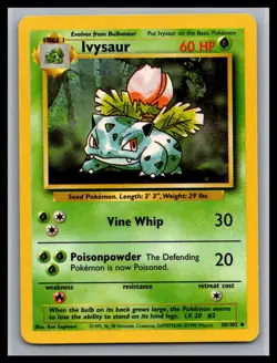 Ivysaur 30/102 Uncommon Base Set Unlimited Pokemon Lightly Played - Image 1