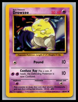 Drowzee 49/102 Common Base Set Unlimited Pokemon Near Mint - Image 1