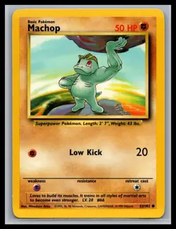 Machop 52/102 Common Base Set Unlimited Pokemon Near Mint - Image 1