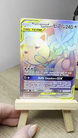 Pokemon Mega Lopunny & Jigglypuff GX 261/236 Rainbow Rare TAG TEAM Full Art Holo - Image 2