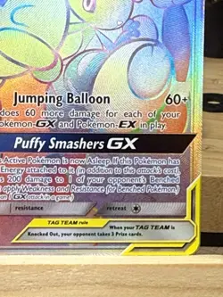 Pokemon Mega Lopunny & Jigglypuff GX 261/236 Rainbow Rare TAG TEAM Full Art Holo - Image 5