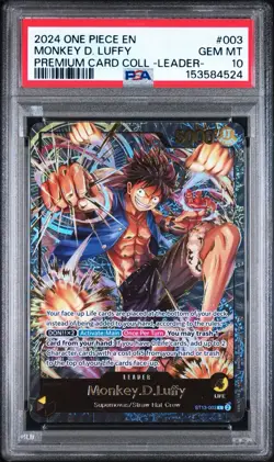 ONE PIECE MONKEY D. LUFFY 2024 PREM CARD COLL-LEADER COLL- #003 PSA 10 💎 ENG - Image 1