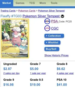Pokemon TCG Flaaffy Silver Tempest TG03 English Full Art Graded PSA 9 - Image 3