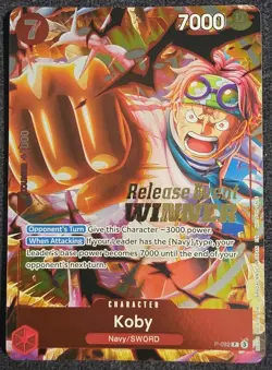 Koby (OP12 Release Event Winner) P-092 One Piece Promotion Cards Foil - Image 1