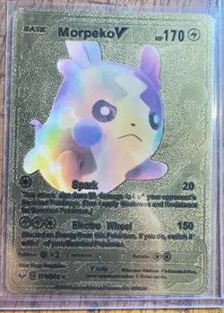 Morpeko V Gold Foil Pokemon Card NM Custom Novelty Collectible - Image 1