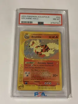 2003 Pokemon Aquapolis H2 Arcanine-Holo Rare NM-MT PSA 8 - Image 1
