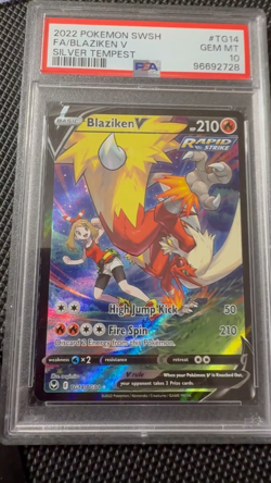 2022 POKEMON SWORD & SHIELD SILVER TEMPEST #TG14 FULL ART/BLAZIKEN V PSA 10 - Image 2