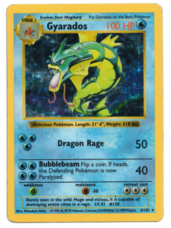 Pokemon Card: Gyarados HOLO 6/102 Shadowless Base Set Vintage Rare! GD/EX - Image 1